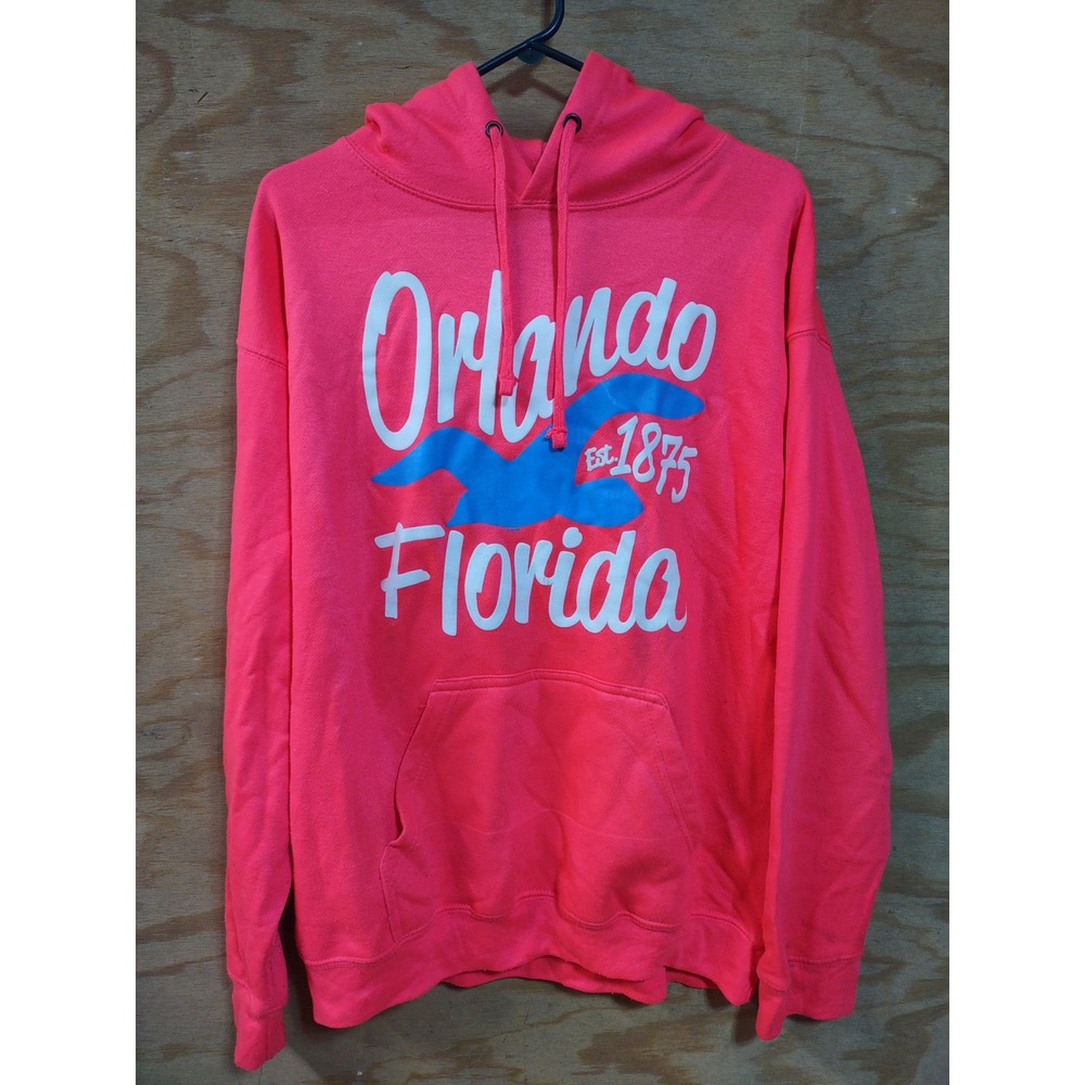 Exist Miami Orlando Florida Hoodie Neon Pink Graphic Sweatshirt Womens Large